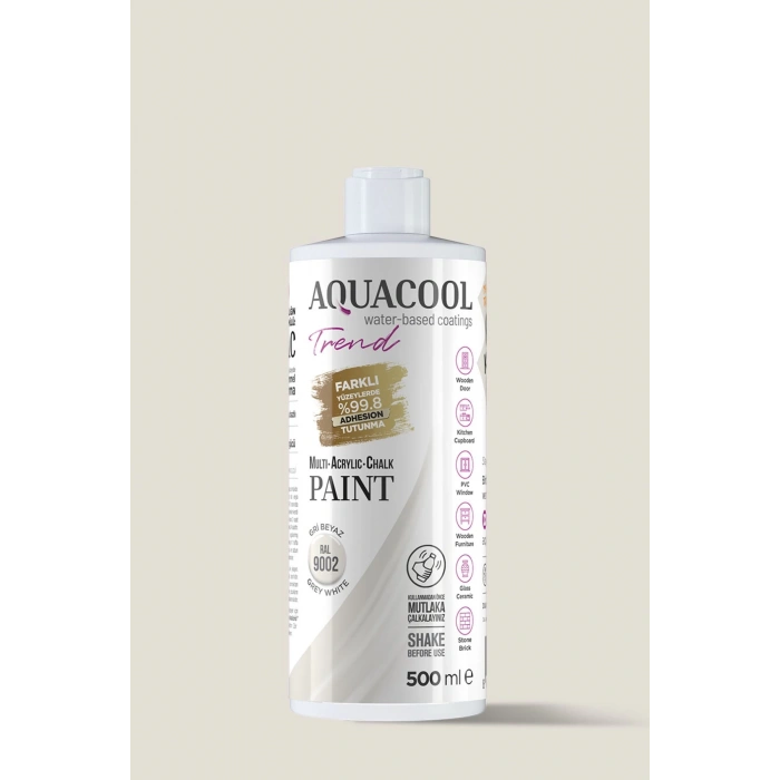 Aquacool Trend Su Bazlı Akrilik Dönüşüm Boyası RAL 9002 Gri Beyaz 500ml