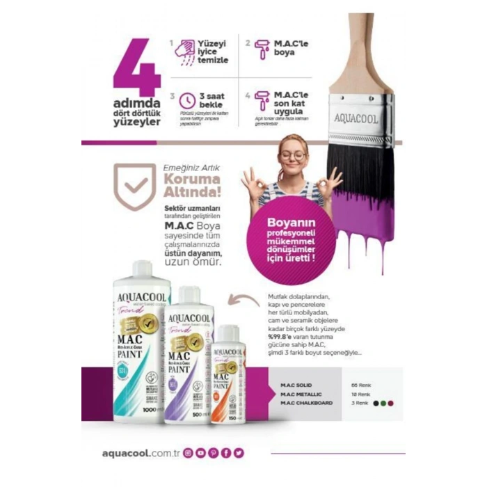 Aquacool Trend Su Bazlı Akrilik Dönüşüm Boyası RAL 9002 Gri Beyaz 500ml