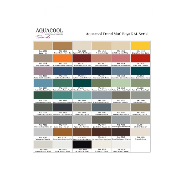 Aquacool Trend Su Bazlı Akrilik Dönüşüm Boyası RAL 9002 Gri Beyaz 500ml