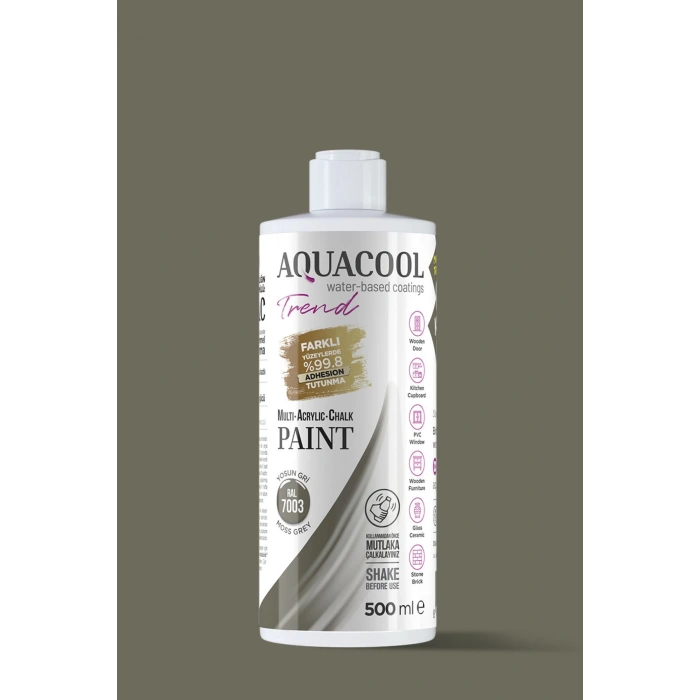 Aquacool Trend Su Bazlı Akrilik Dönüşüm Boyası RAL 7003 Yosun Gri 500ml