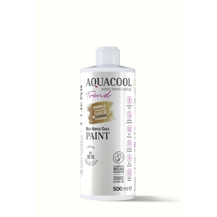 Aquacool Trend Su Bazlı Akrilik Dönüşüm Boyası RAL 9016 Trafik Beyaz 500ml