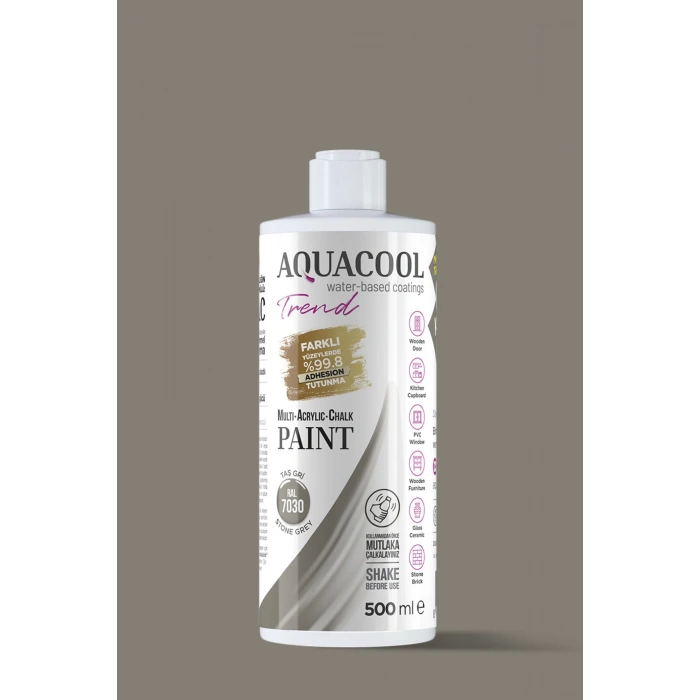 Aquacool Trend Su Bazlı Akrilik Dönüşüm Boyası RAL 7030 Taş Gri 500ml