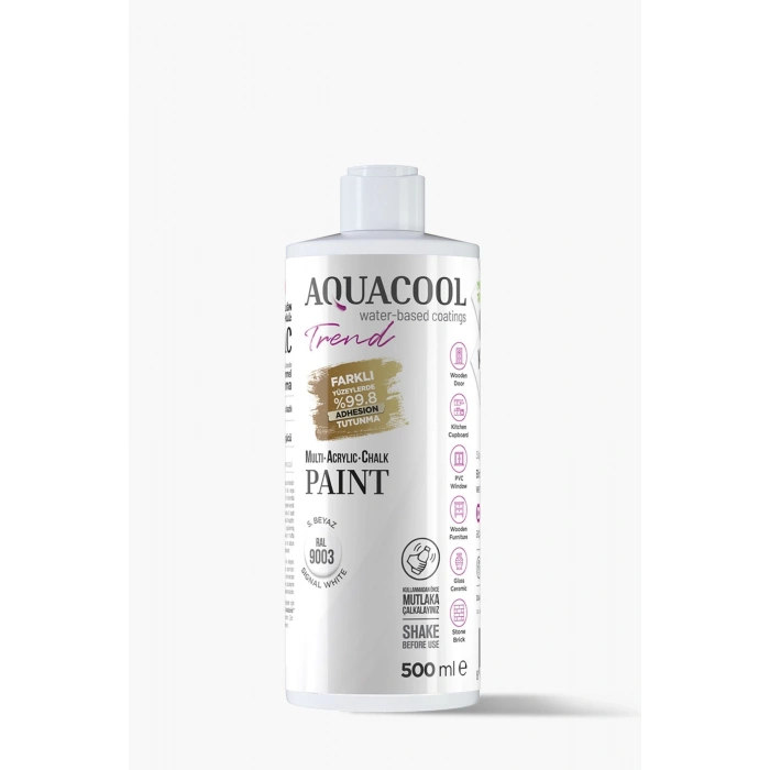 Aquacool Trend Su Bazlı Akrilik Dönüşüm Boyası RAL 9003 Sinyal Beyaz 500ml