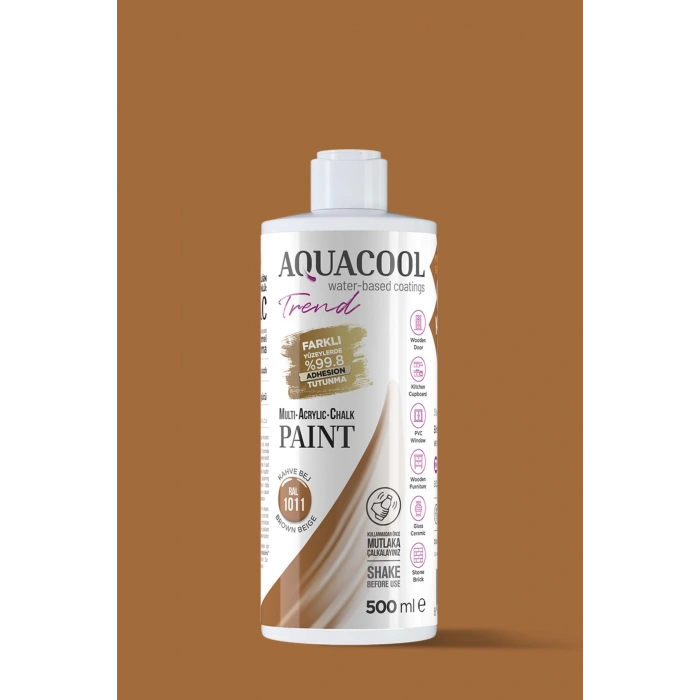 Aquacool Trend Su Bazlı Akrilik Dönüşüm Boyası RAL 1011 Kahve Bej 500ml