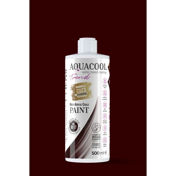 Aquacool Trend Su Bazlı Akrilik Dönüşüm Boyası RAL 8017 Çikolata Kahve 500ml