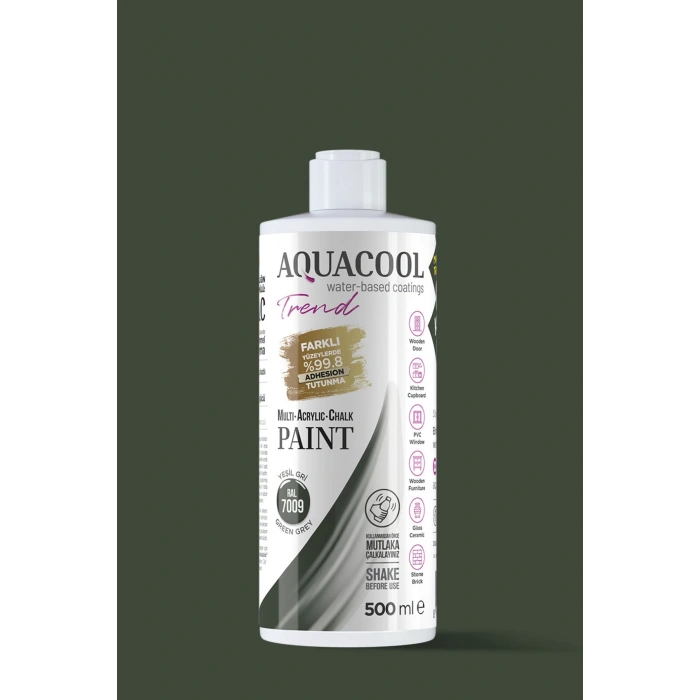 Aquacool Trend Su Bazlı Akrilik Dönüşüm Boyası RAL 7009 Yeşil Gri 500ml