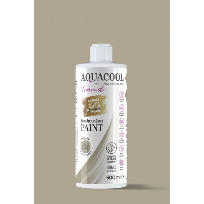 Aquacool Trend Su Bazlı Akrilik Dönüşüm Boyası RAL 7032 Çakıl Gri 500ml