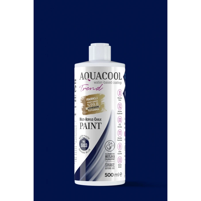 Aquacool Trend Su Bazlı Akrilik Dönüşüm Boyası RAL 5003 Safir Mavisi 500ml