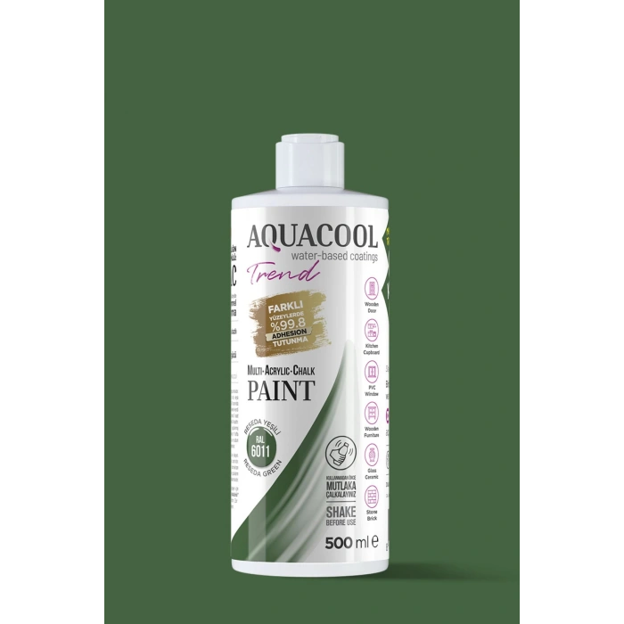 Aquacool Trend Su Bazlı Akrilik Dönüşüm Boyası RAL 6011 Reseda Yeşili 500ml