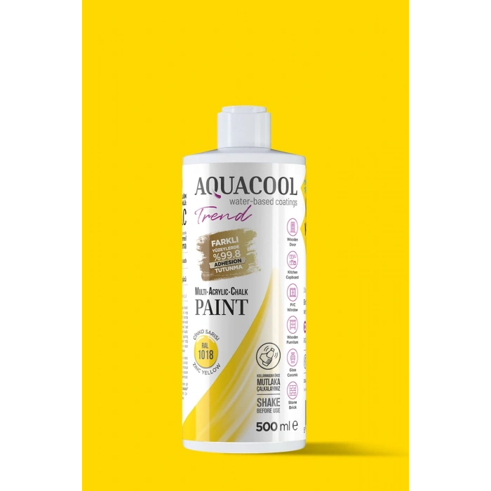 Aquacool Trend Su Bazlı Akrilik Dönüşüm Boyası RAL 1018 Çinko 500ml