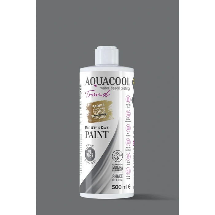 Aquacool Trend Su Bazlı Akrilik Dönüşüm Boyası RAL 7037 Toz Gri 500ml