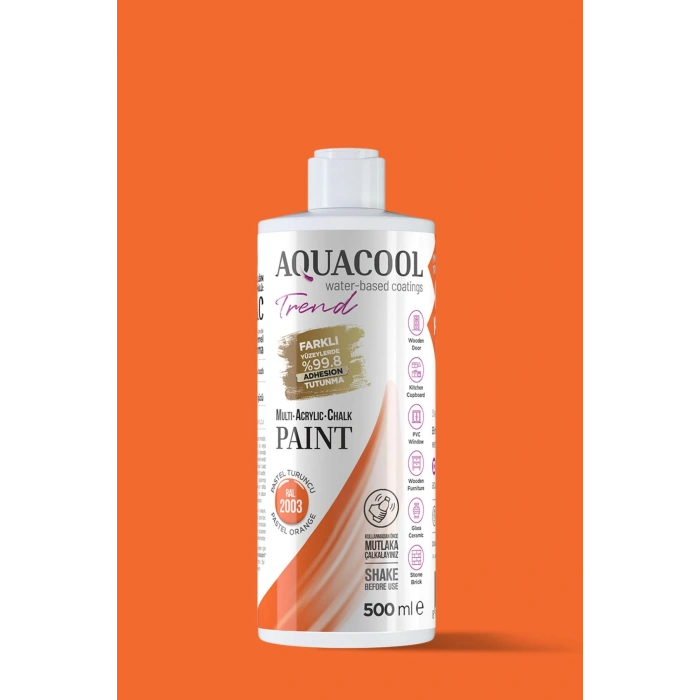 Aquacool Trend Su Bazlı Akrilik Dönüşüm Boyası RAL 2003 Pastel Turuncu 500ml