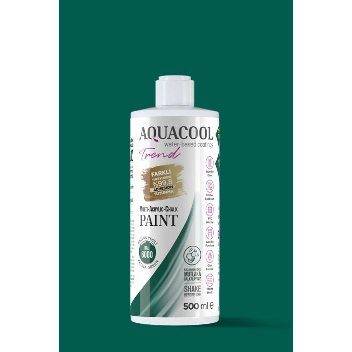 Aquacool Trend Su Bazlı Akrilik Dönüşüm Boyası RAL 6000 Patina Yeşili 500ml