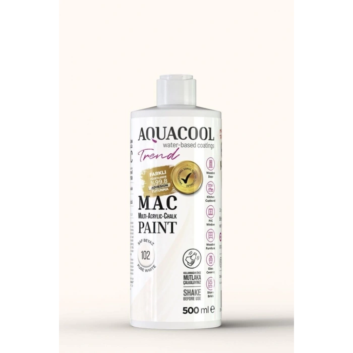 Aquacool Trend Su Bazlı Akrilik Dönüşüm Boyası 102 Saf Beyaz 500ml