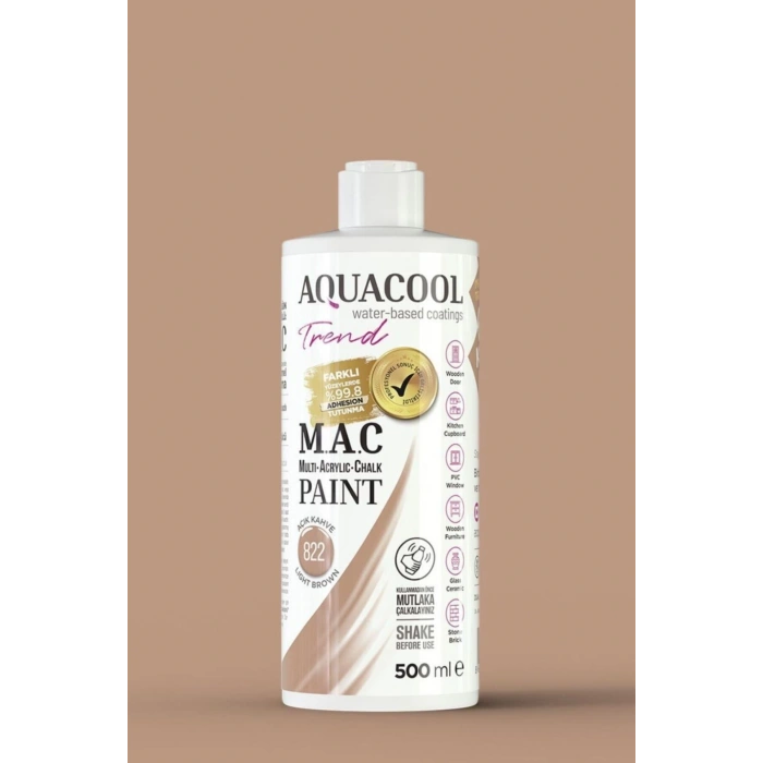 Aquacool Trend Su Bazlı Akrilik Dönüşüm Boyası 822 Açık Kahve 500ml