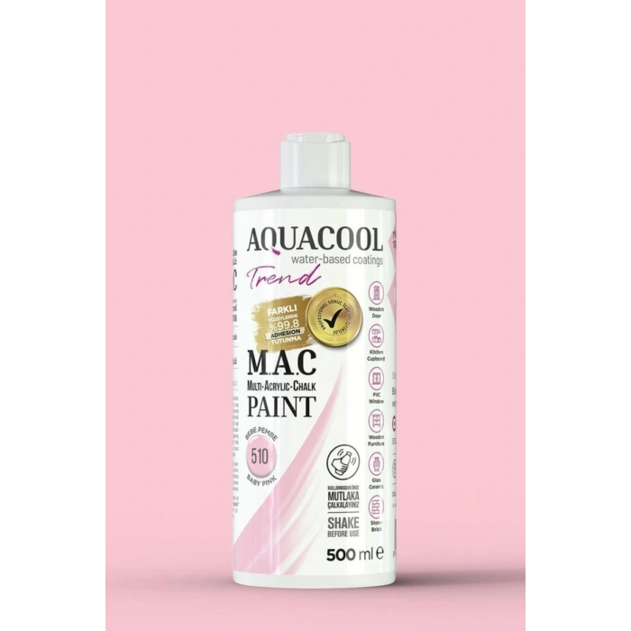Aquacool Trend Su Bazlı Akrilik Dönüşüm Boyası 510 Bebe Pembe 500ml