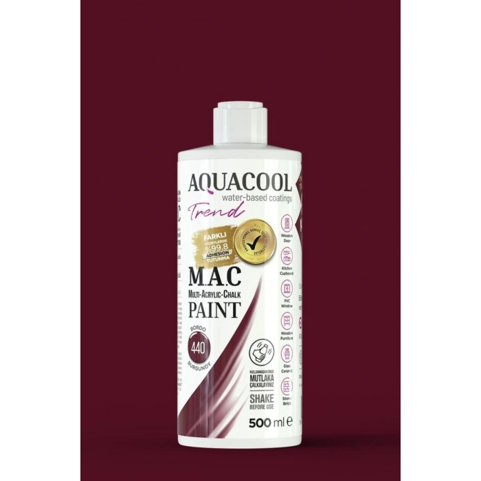 Aquacool Trend Su Bazlı Akrilik Dönüşüm Boyası 440 Bordo 500ml