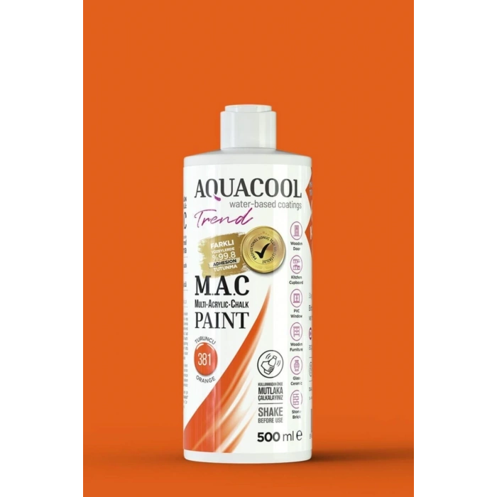 Aquacool Trend Su Bazlı Akrilik Dönüşüm Boyası 381 Turuncu 500ml