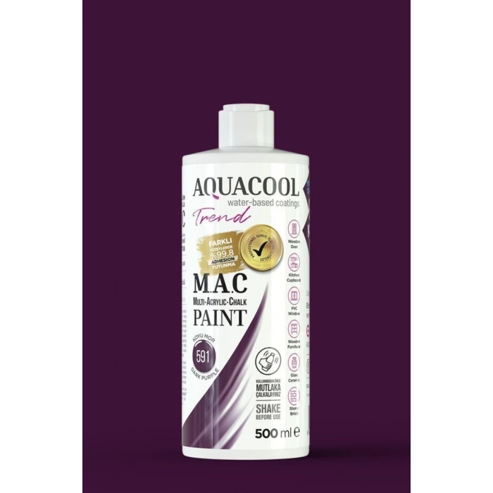 Aquacool Trend Su Bazlı Akrilik Dönüşüm Boyası 591 Koyu Mor 500ml