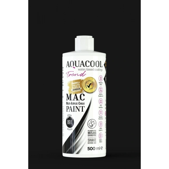 Aquacool Trend Su Bazlı Akrilik Dönüşüm Boyası 891 Siyah 500ml