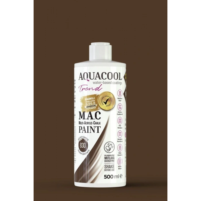 Aquacool Trend Su Bazlı Akrilik Dönüşüm Boyası 830 Sıcak Kahve 500ml
