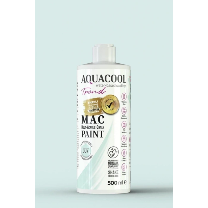 Aquacool Trend Su Bazlı Akrilik Dönüşüm Boyası 607 Ihlamur Yeşili 500ml