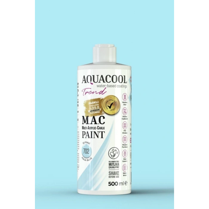 Aquacool Trend Su Bazlı Akrilik Dönüşüm Boyası 702 Su Mavi 500ml