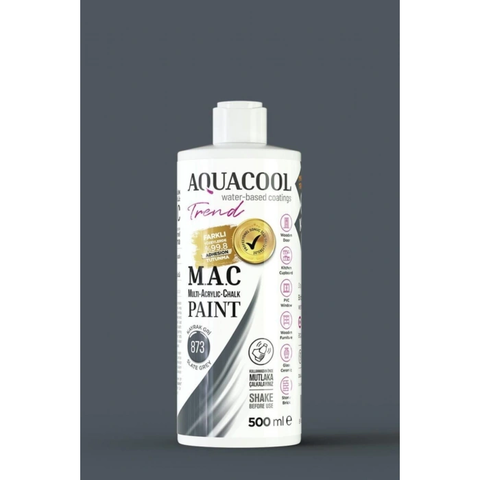 Aquacool Trend Su Bazlı Akrilik Dönüşüm Boyası 873 Kayrak Gri 500ml