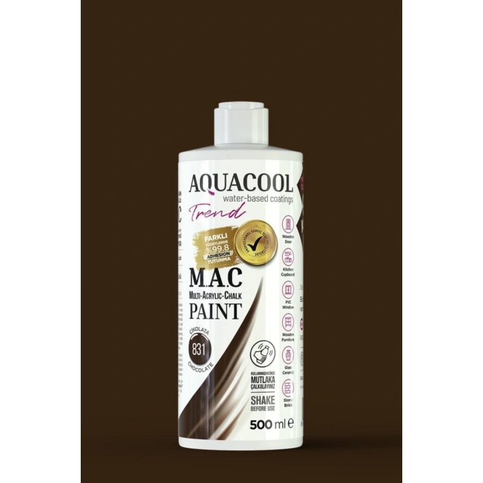 Aquacool Trend Su Bazlı Akrilik Dönüşüm Boyası 831 Çikolata 500ml