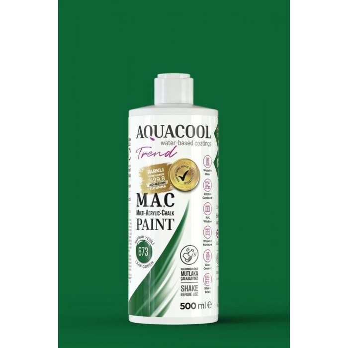 Aquacool Trend Su Bazlı Akrilik Dönüşüm Boyası 673 Yaprak Yeşili 500ml