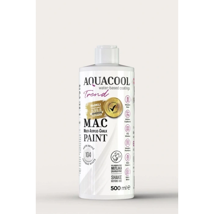 Aquacool Trend Su Bazlı Akrilik Dönüşüm Boyası 104 Antik Beyaz 500ml