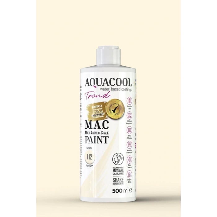 Aquacool Trend Su Bazlı Akrilik Dönüşüm Boyası 112 Krem 500ml