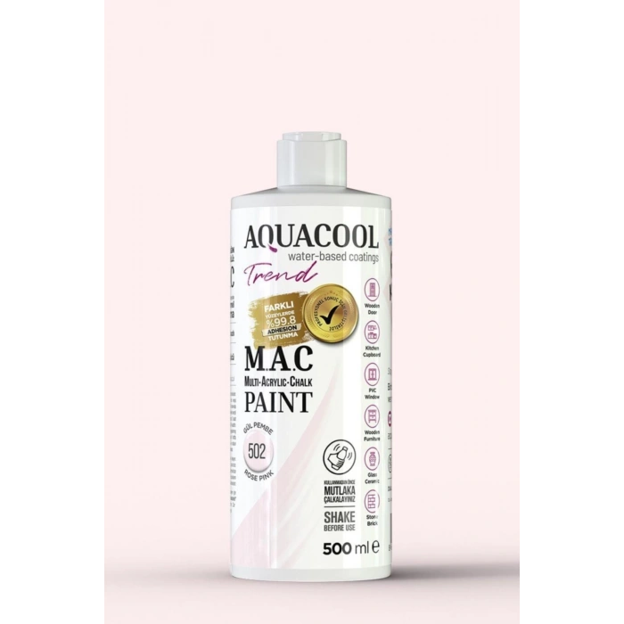 Aquacool Trend Su Bazlı Akrilik Dönüşüm Boyası 502 Gül Pembe 500ml