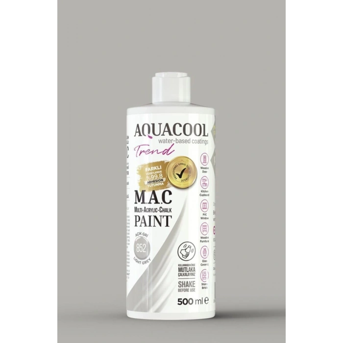 Aquacool Trend Su Bazlı Akrilik Dönüşüm Boyası 852 Açık Gri 500ml