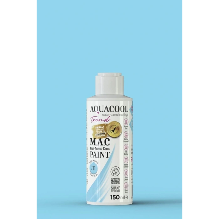 Aquacool Trend Su Bazlı Akrilik Dönüşüm Boyası 711 Bebe Mavisi 150ml