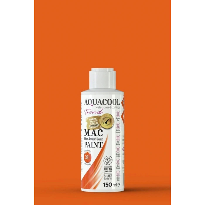Aquacool Trend Su Bazlı Akrilik Dönüşüm Boyası 381 Turuncu 150ml