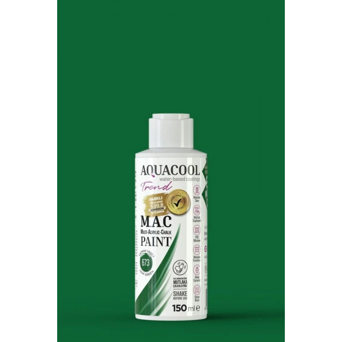 Aquacool Trend Su Bazlı Akrilik Dönüşüm Boyası 673 Yaprak Yeşili 150ml