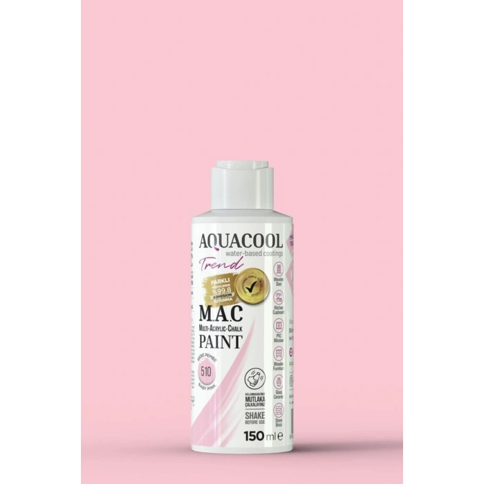 Aquacool Trend Su Bazlı Akrilik Dönüşüm Boyası 510 Bebe Pembe 150ml