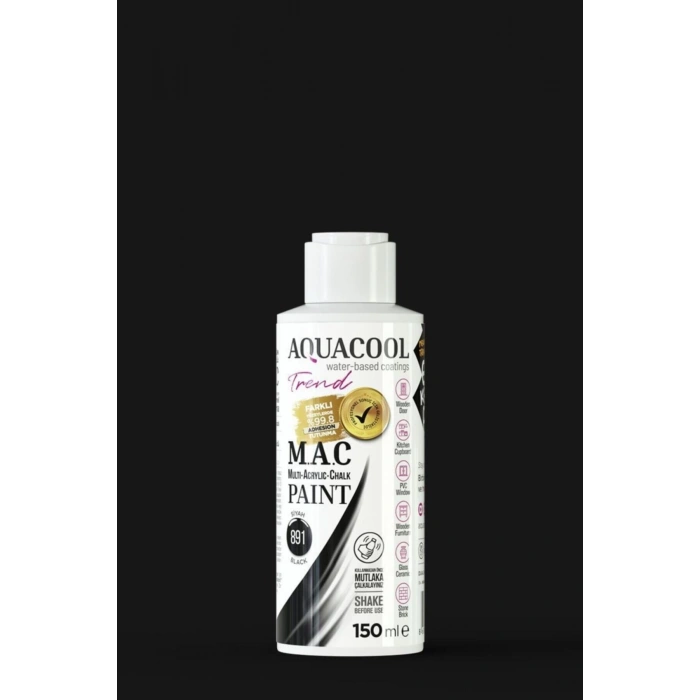Aquacool Trend Su Bazlı Akrilik Dönüşüm Boyası 891 Siyah 150ml