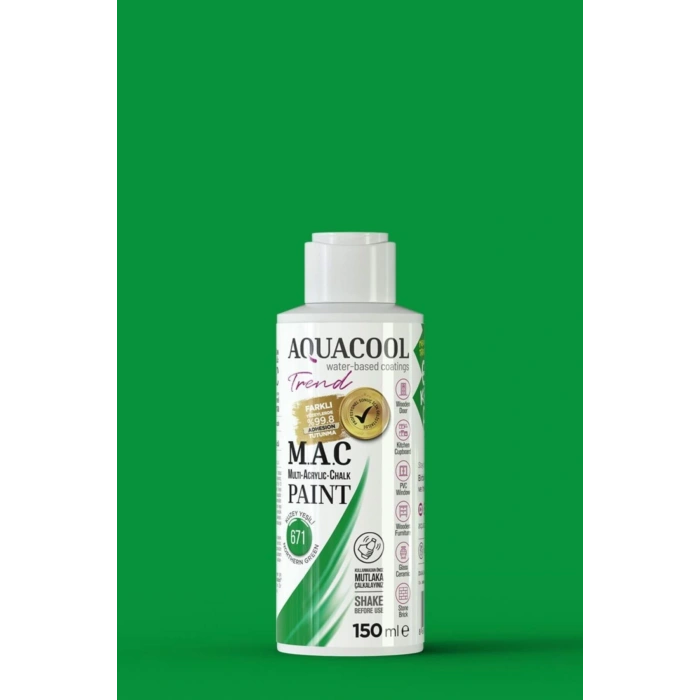 Aquacool Trend Su Bazlı Akrilik Dönüşüm Boyası 671 Kuzey Yeşili 150ml