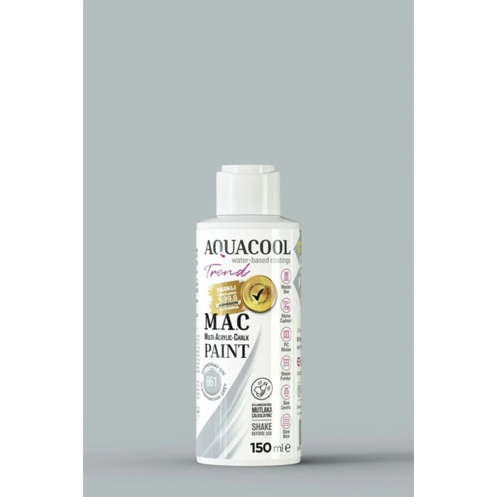 Aquacool Trend Su Bazlı Akrilik Dönüşüm Boyası 861 İskandinav Gri 150ml