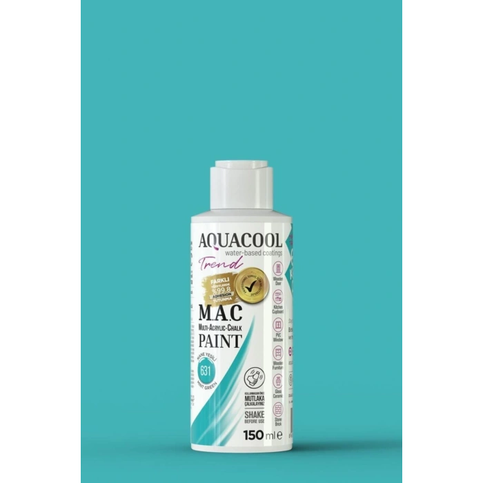 Aquacool Trend Su Bazlı Akrilik Dönüşüm Boyası 631 Nane Yeşili 150ml
