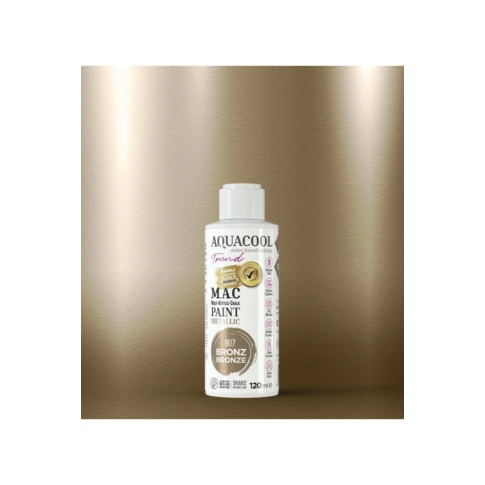 Aquacool Trend Su Bazlı Akrilik Dönüşüm Boyası Metalik Renk 907 Bronz 120ml