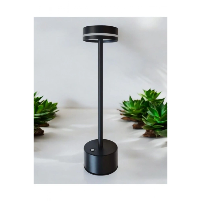 Göksu Dekoratif Şarjlı Led Masa Lambası Siyah