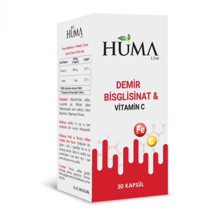 Demir Bisglisinat & Vitamin C 30 Kapsül