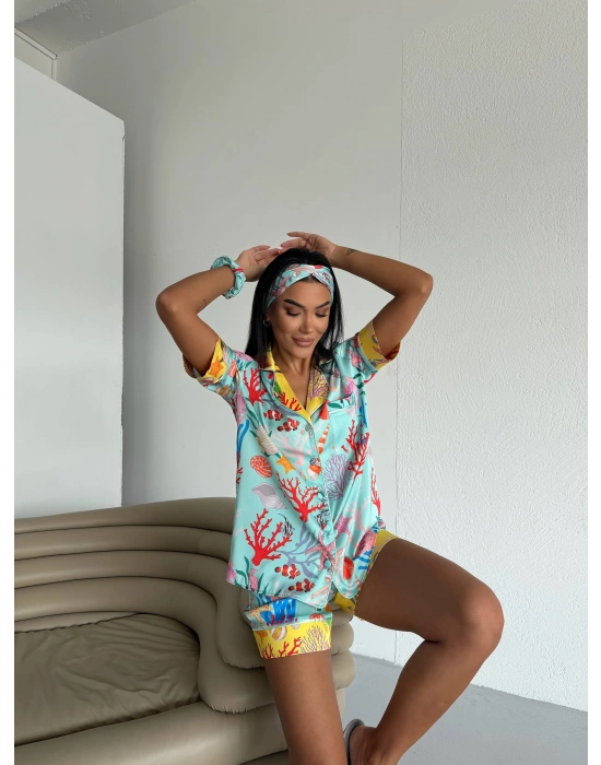 Saten Kısa Pijama Takımı VCN2310