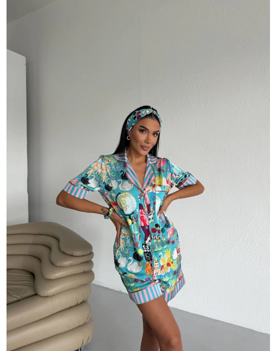 Saten Kısa Pijama Takımı VCN2310