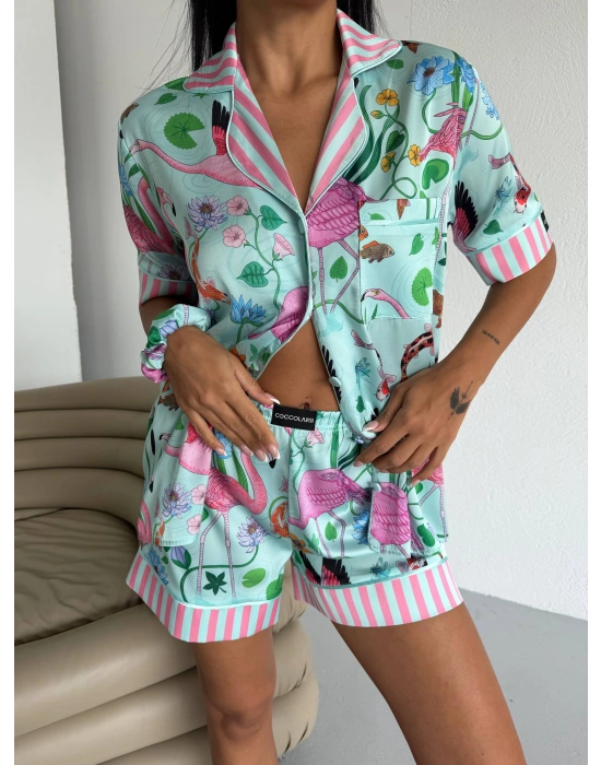 Saten Kısa Pijama Takımı VCN2310
