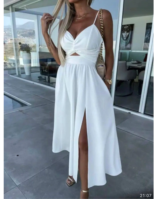 Askılı Elbise - Beyaz