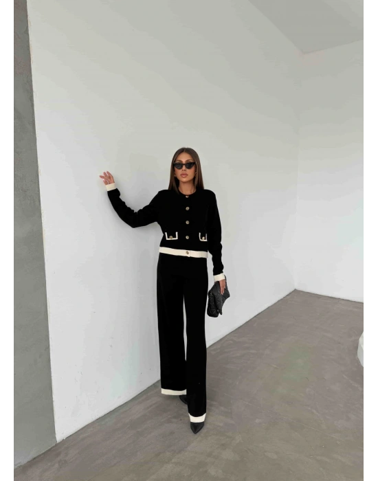 Cep Detay Triko Takım 1505 - Siyah